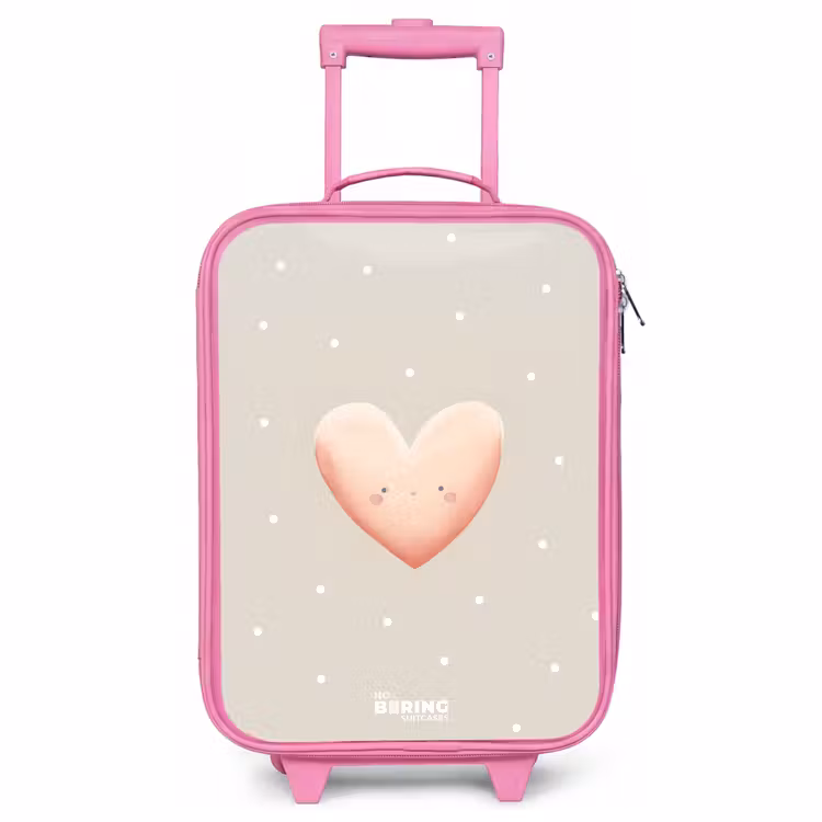 Kinderkoffer - Roze - Roze hart omringd door beige stippen — 1