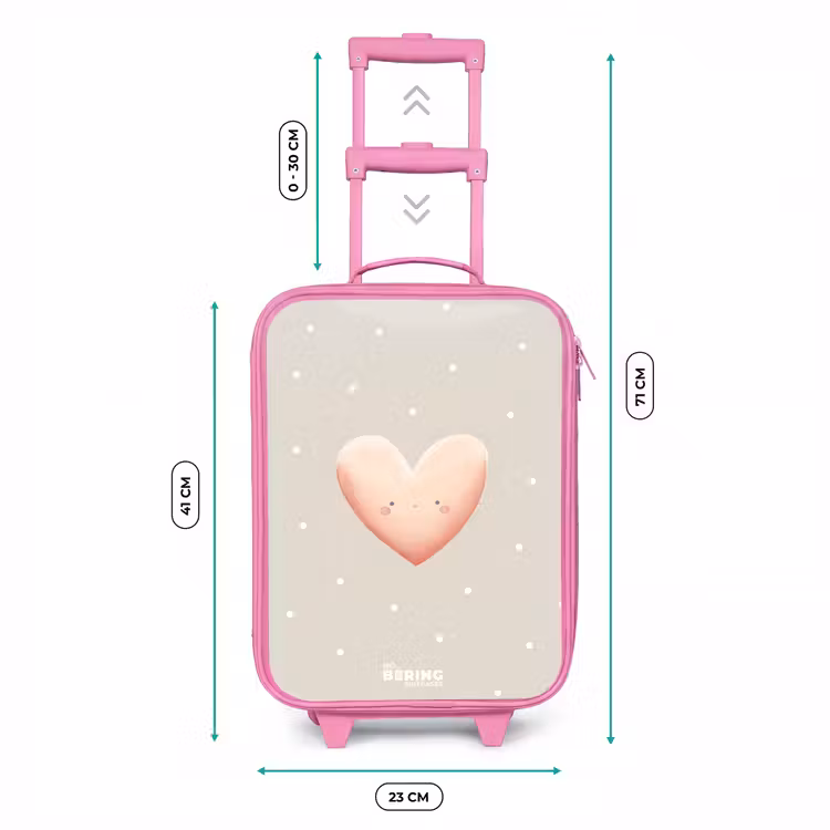 Kinderkoffer - Roze - Roze hart omringd door beige stippen — 5