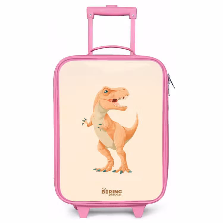 Kinderkoffer - Roze - T-rex dino in oranje kleuren — 1