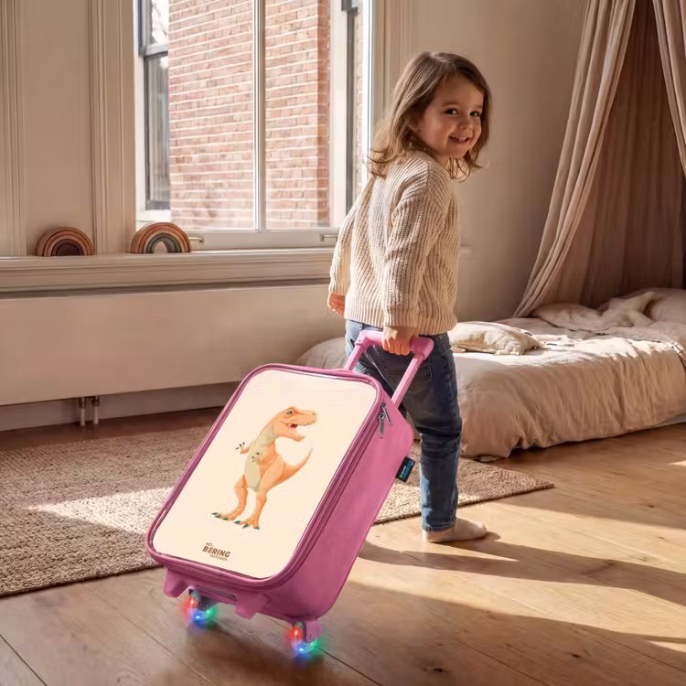 Kinderkoffer - Roze - T-rex dino in oranje kleuren — 3