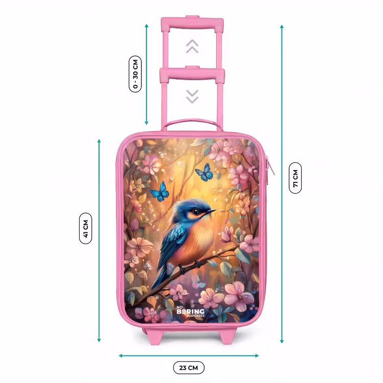 Kinderkoffer - Roze - Vogel met vlinders in kleurrijk bos. — 5
