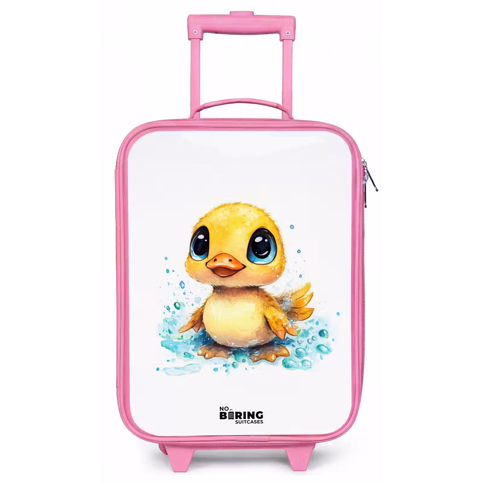Kinderkoffer - Roze - Lief eendje met blauwe ogen en waterspetters — 1