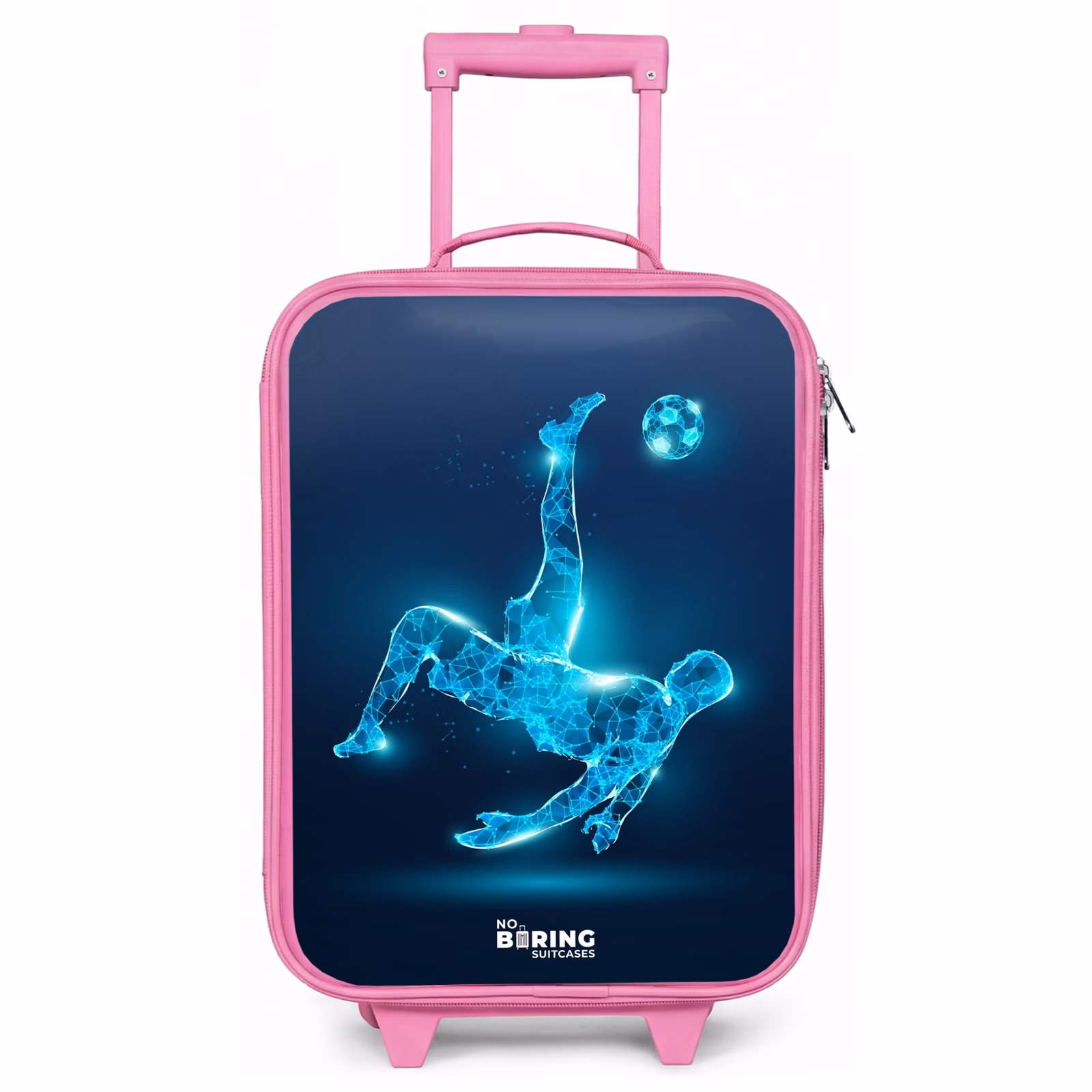 Kinderkoffer - Roze - Omhaal in blauw neonvoetbal — 1