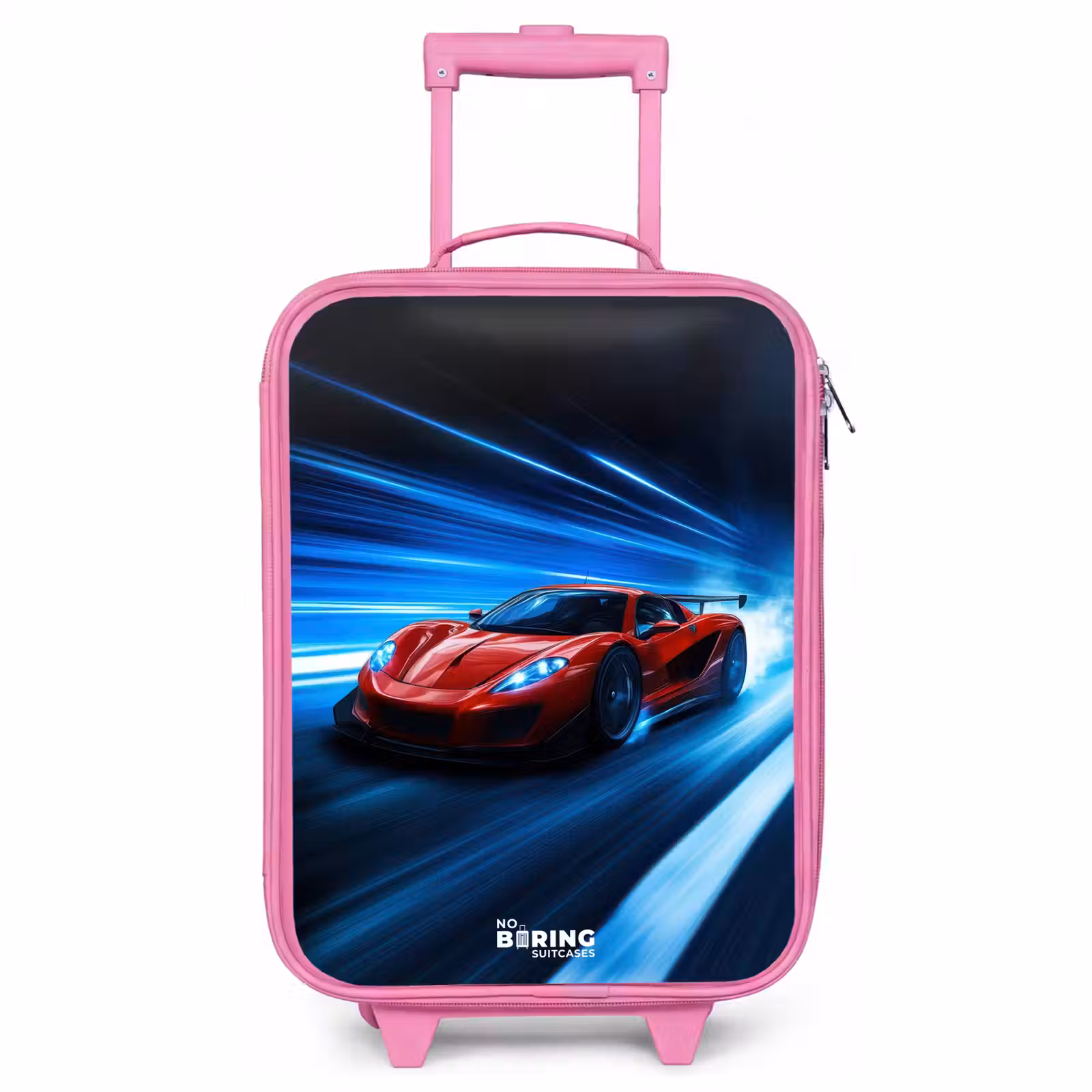 Kinderkoffer - Roze - Rode racewagen in digitale snelheidswereld — 1