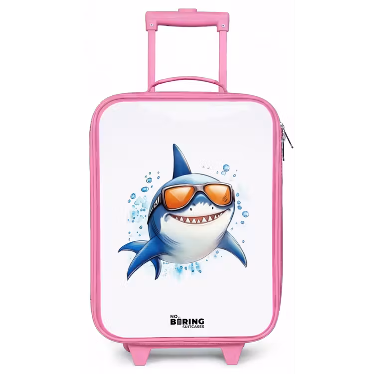 Kinderkoffer - Roze - Coole haai met zonnebril in het water — 1