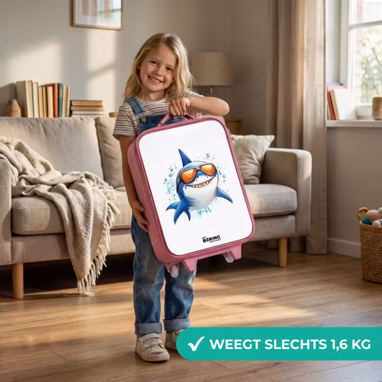 Kinderkoffer - Roze - Coole haai met zonnebril in het water — 2