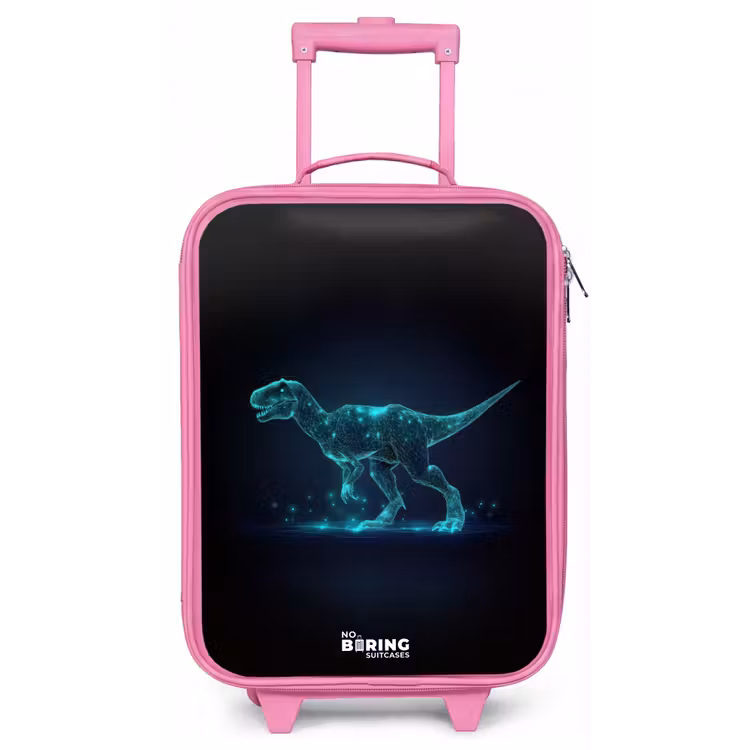 Kinderkoffer - Roze - Digitale T-Rex in blauw lichtveld — 1