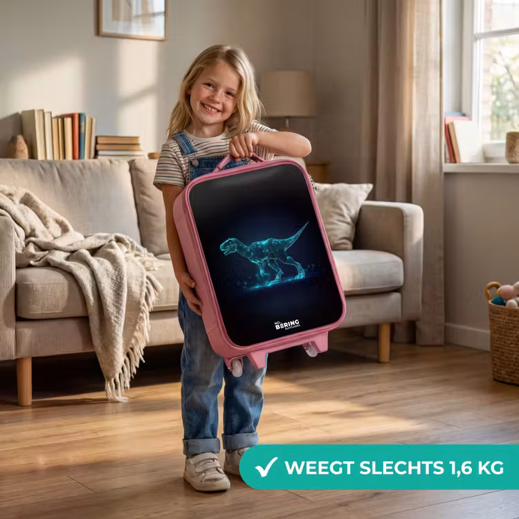 Kinderkoffer - Roze - Digitale T-Rex in blauw lichtveld — 2