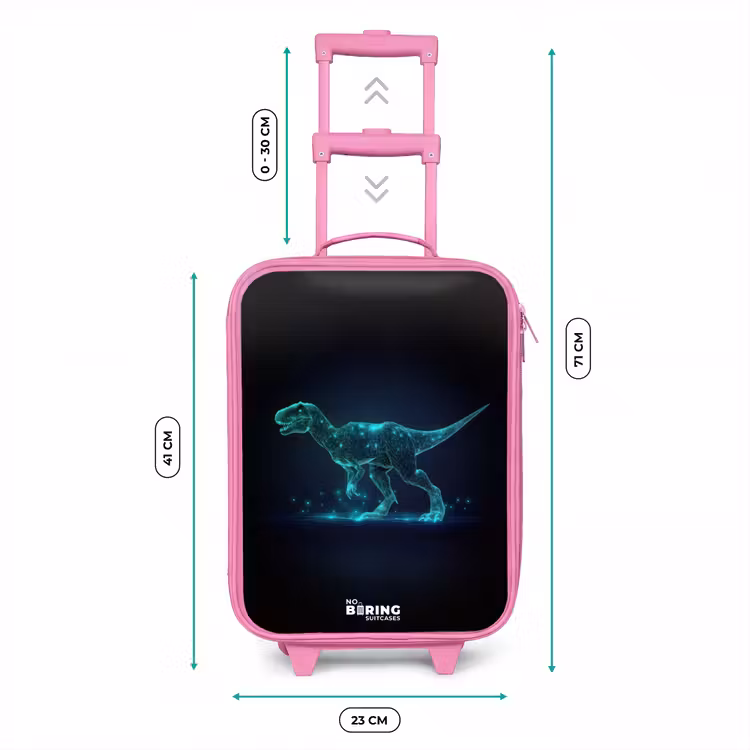 Kinderkoffer - Roze - Digitale T-Rex in blauw lichtveld — 5