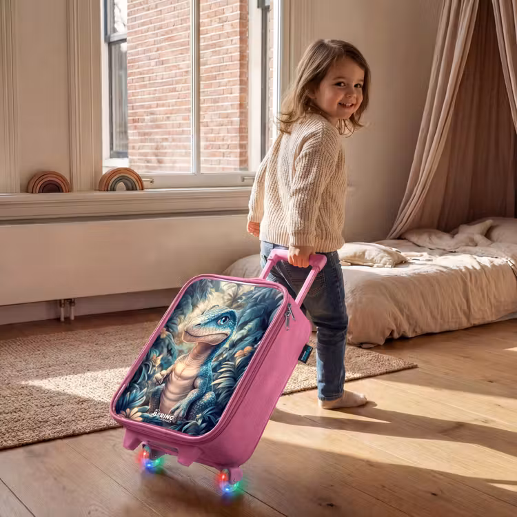 Kinderkoffer - Roze - Dino in mystieke jungle met maanlicht — 3