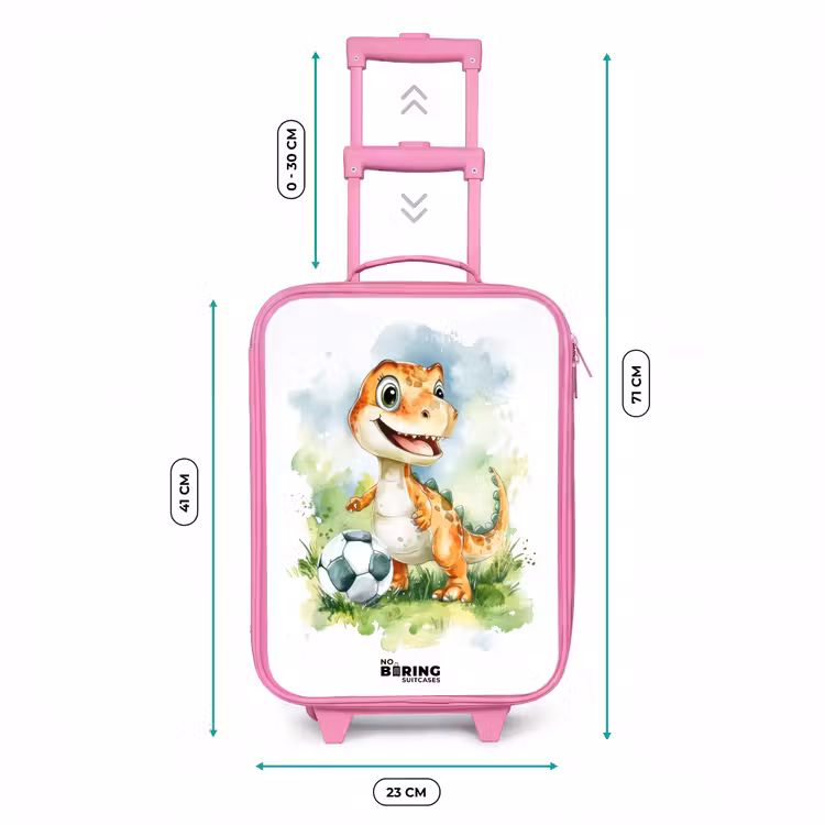 Kinderkoffer - Roze - Dino met voetbal in kleurrijk veld — 5