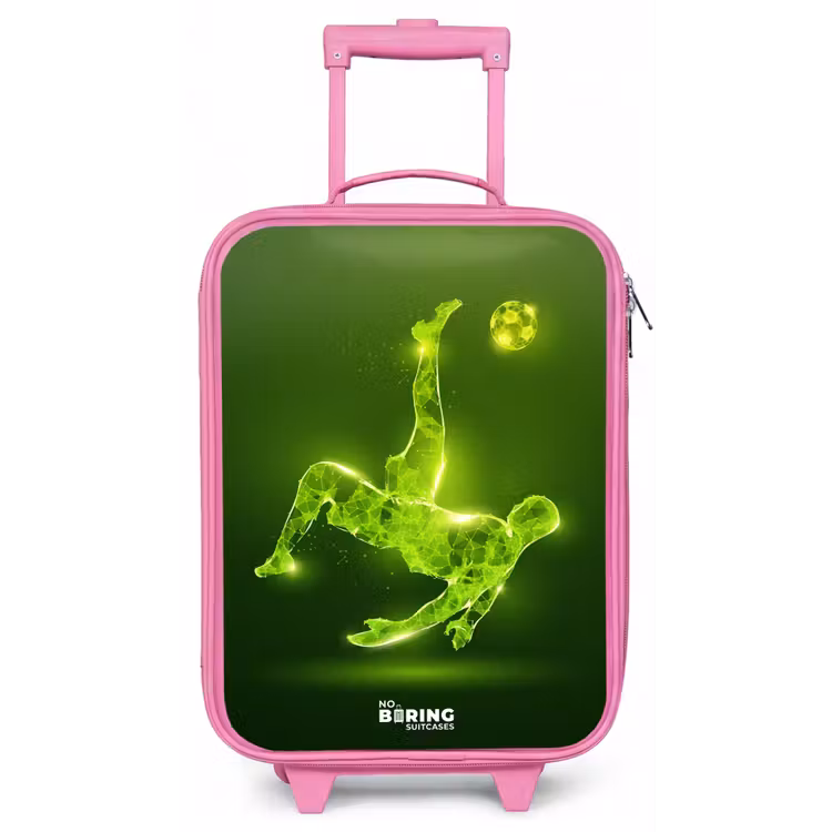 Kinderkoffer - Roze - Groene neon omhaal in actie — 1