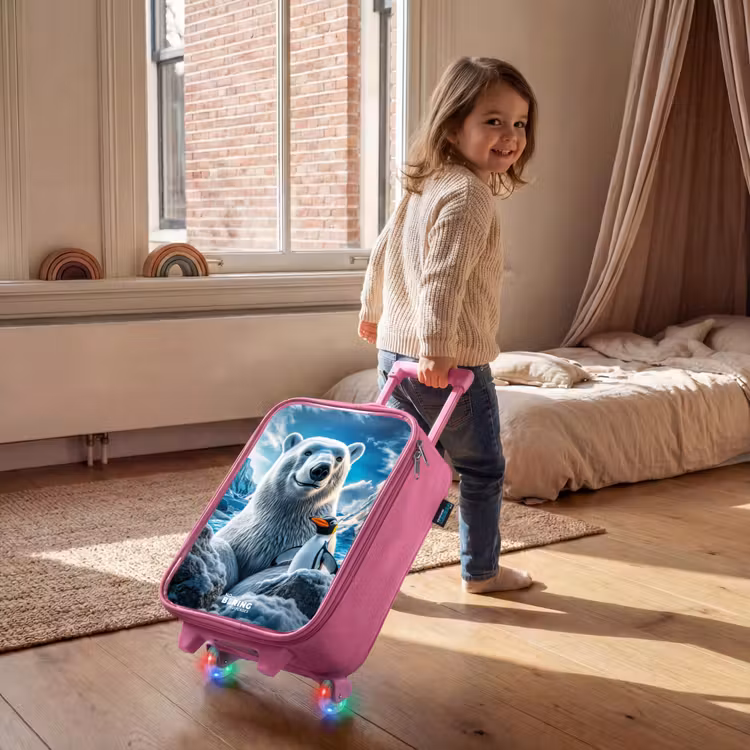 Kinderkoffer - Roze - IJsbeer en pinguïn in besneeuwd berglandschap — 3