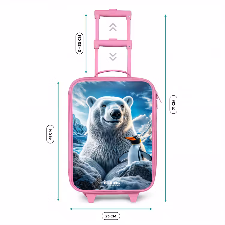 Kinderkoffer - Roze - IJsbeer en pinguïn in besneeuwd berglandschap — 5
