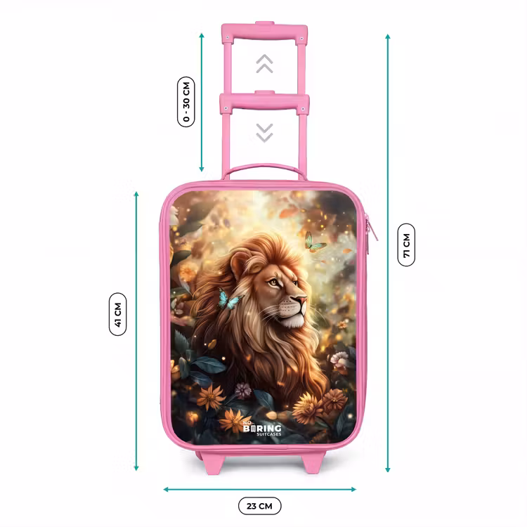 Kinderkoffer - Roze - Leeuw met vlinders in bloemrijke jungle — 5
