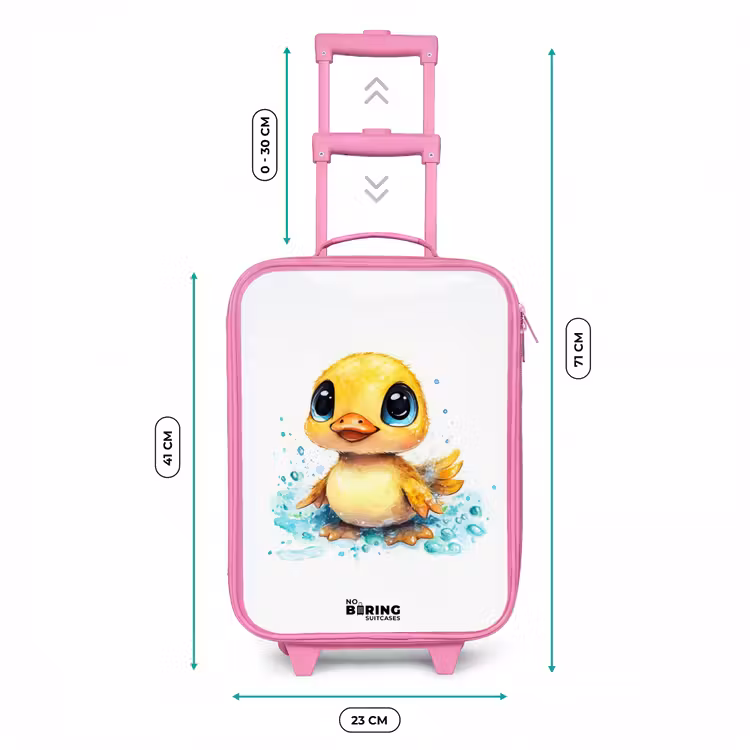 Kinderkoffer - Roze - Lief eendje met blauwe ogen en waterspetters — 5