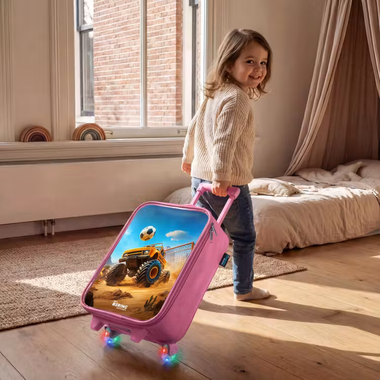 Kinderkoffer - Roze - Monstertruck scoort goal in woestijnstadion — 3