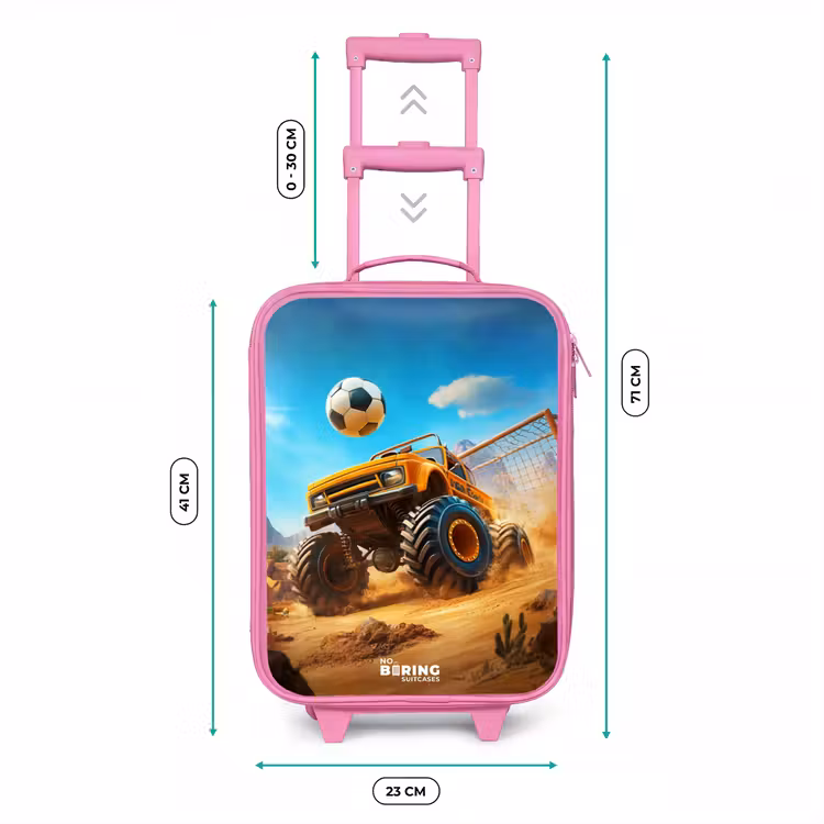 Kinderkoffer - Roze - Monstertruck scoort goal in woestijnstadion — 5