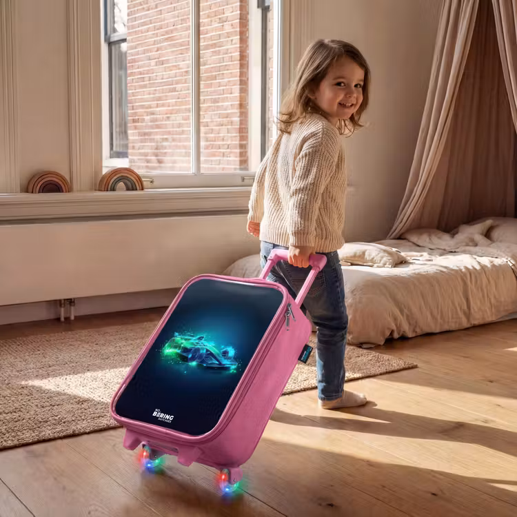 Kinderkoffer - Roze - Neon racewagen in digitale stijl — 3