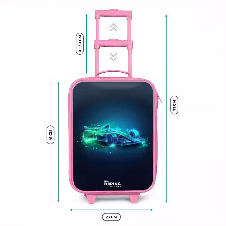 Kinderkoffer - Roze - Neon racewagen in digitale stijl — 5