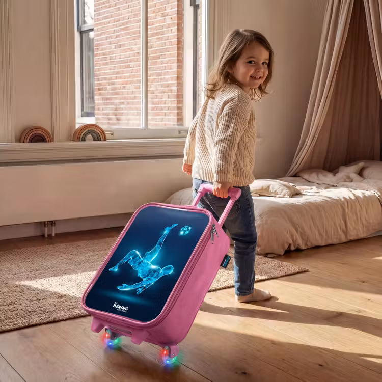 Kinderkoffer - Roze - Omhaal in blauw neonvoetbal — 3