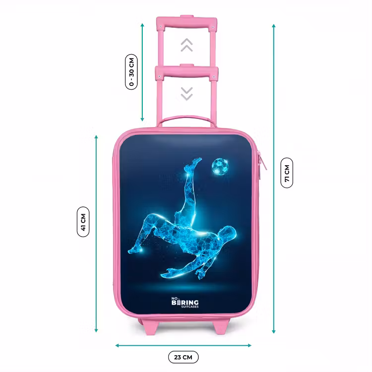 Kinderkoffer - Roze - Omhaal in blauw neonvoetbal — 5