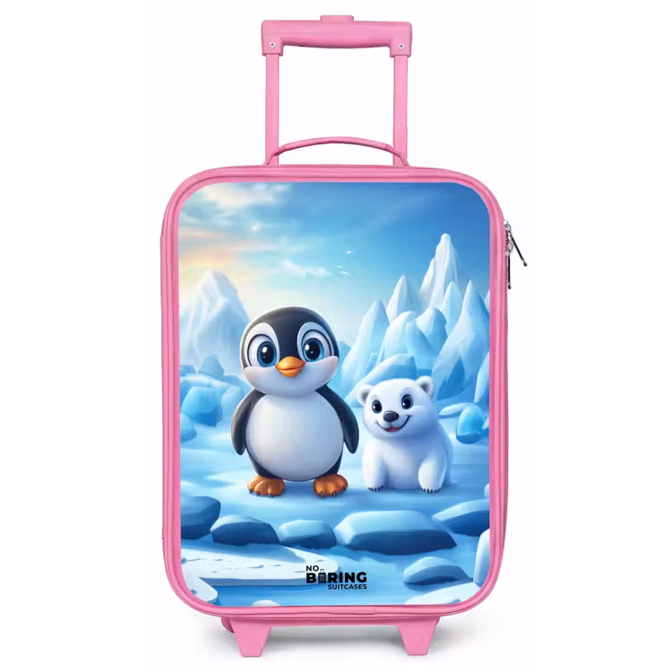 Kinderkoffer - Roze - Pinguïn en ijsbeertje op ijsschotsen — 1