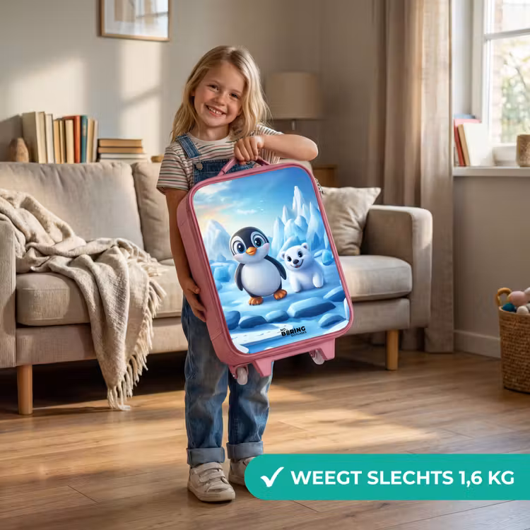 Kinderkoffer - Roze - Pinguïn en ijsbeertje op ijsschotsen — 2