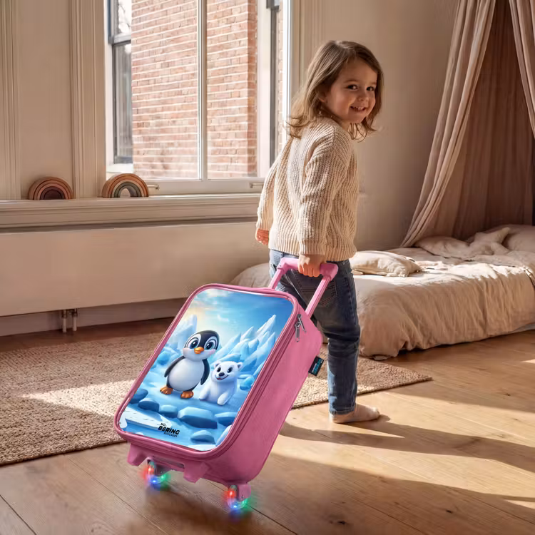 Kinderkoffer - Roze - Pinguïn en ijsbeertje op ijsschotsen — 3