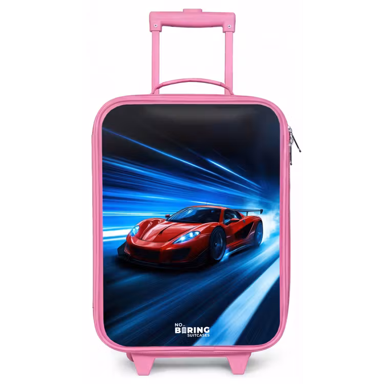 Kinderkoffer - Roze - Rode racewagen in digitale snelheidswereld — 1