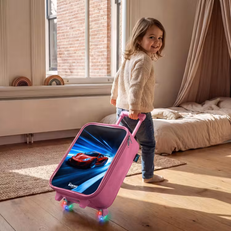 Kinderkoffer - Roze - Rode racewagen in digitale snelheidswereld — 3