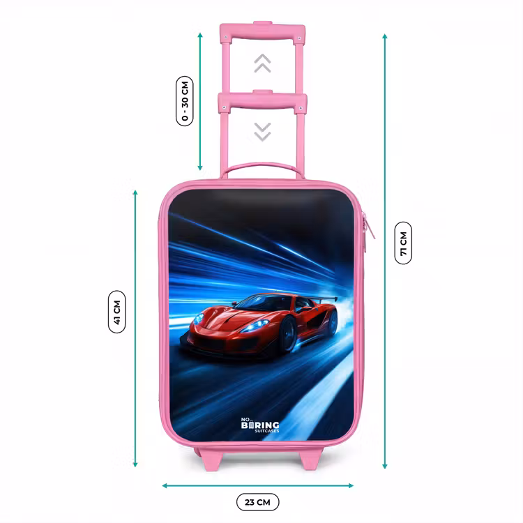 Kinderkoffer - Roze - Rode racewagen in digitale snelheidswereld — 5