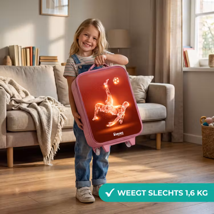 Kinderkoffer - Roze - Rood gloeiende voetballer in actie — 2