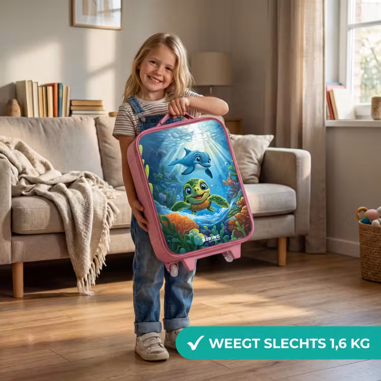 Kinderkoffer - Roze - Schildpad en dolfijn in blauwe oceaan — 2