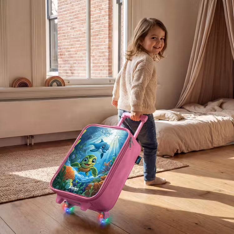 Kinderkoffer - Roze - Schildpad en dolfijn in blauwe oceaan — 3