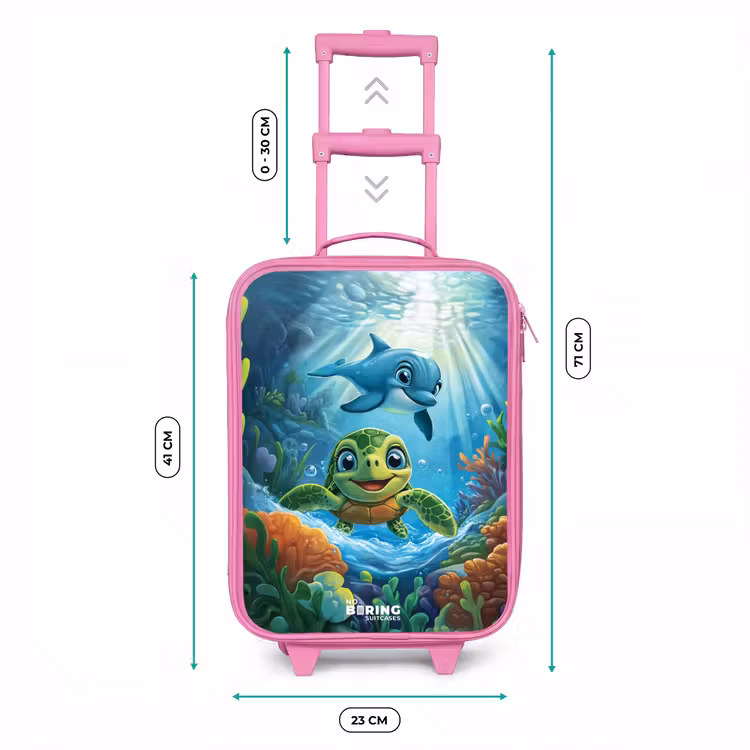 Kinderkoffer - Roze - Schildpad en dolfijn in blauwe oceaan — 5