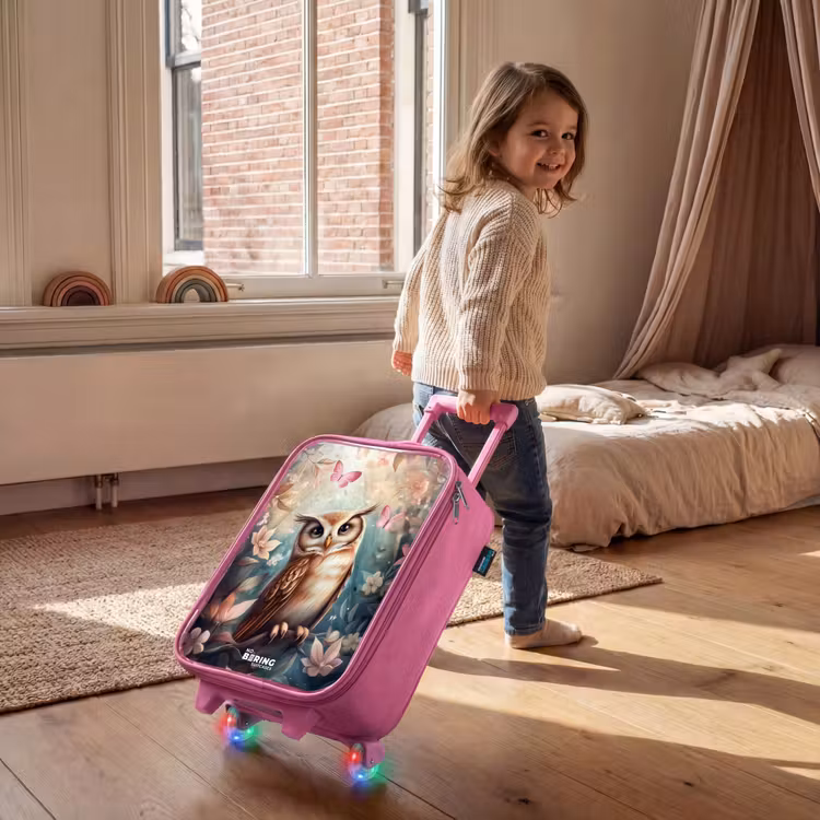 Kinderkoffer - Roze - Uil met vlinders in mystiek bos — 3