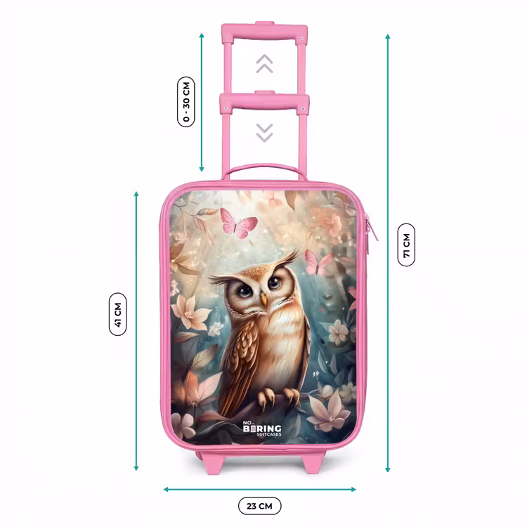 Kinderkoffer - Roze - Uil met vlinders in mystiek bos — 5