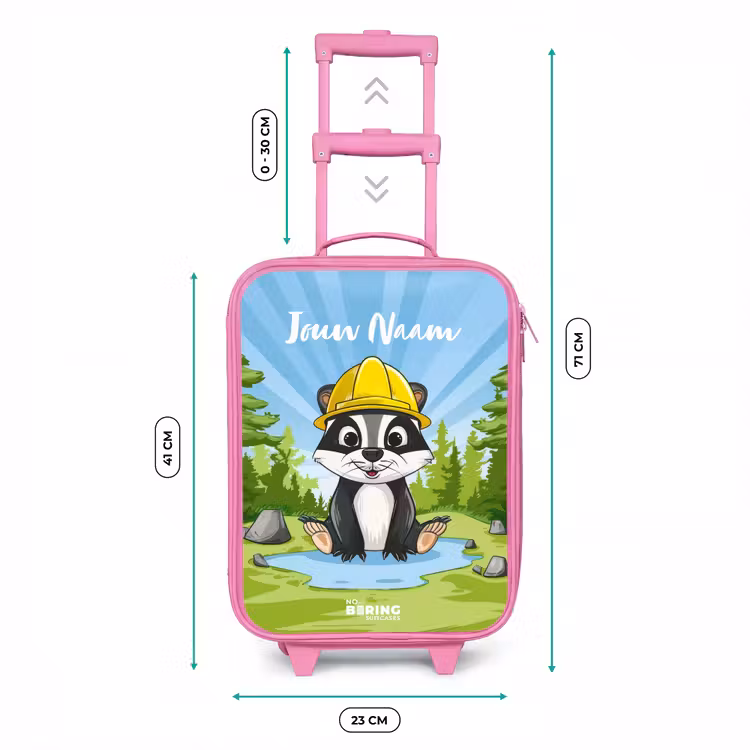 Kinderkoffer met naam - Roze - Wally werkbeer — 5