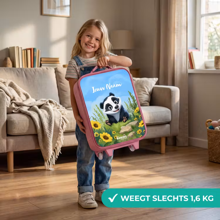 Kinderkoffer met naam - Roze - Willem wasbeer — 2