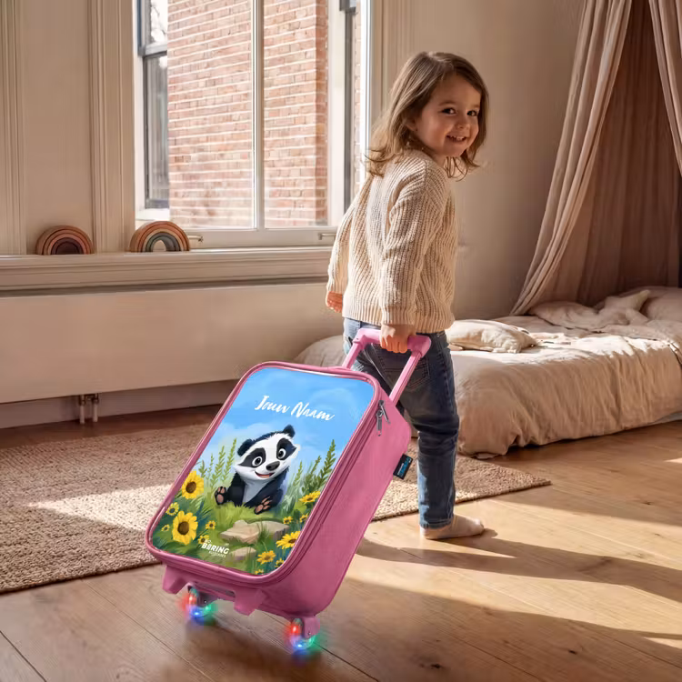 Kinderkoffer met naam - Roze - Willem wasbeer — 3