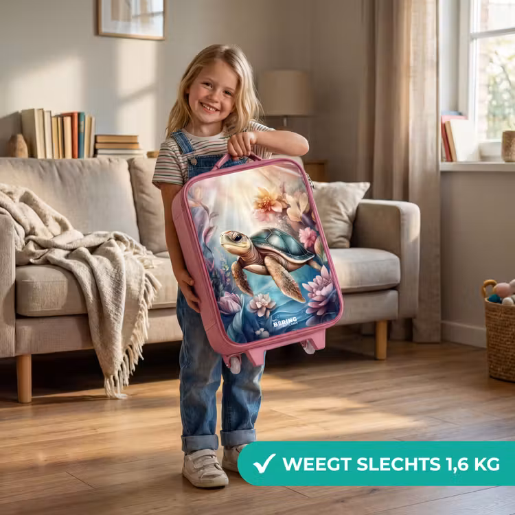 Kinderkoffer - Roze - Zeeschildpad tussen bloemen onder water — 2