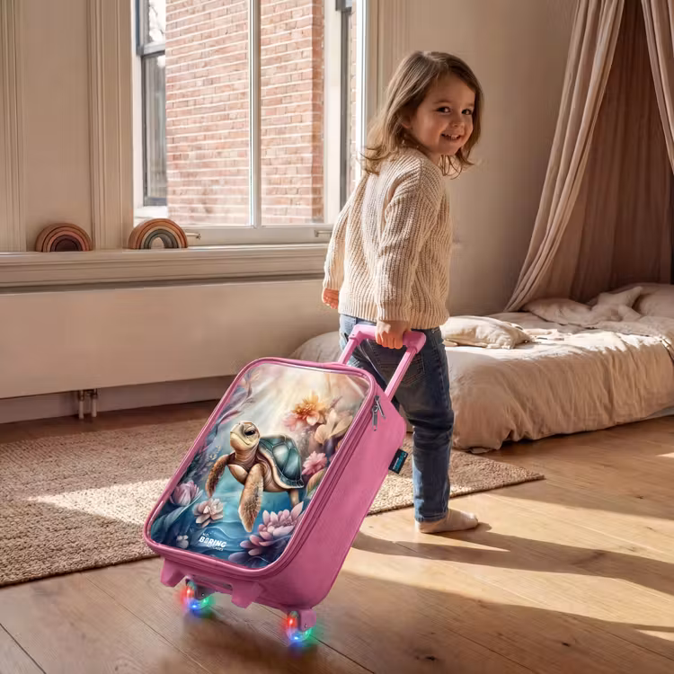 Kinderkoffer - Roze - Zeeschildpad tussen bloemen onder water — 3