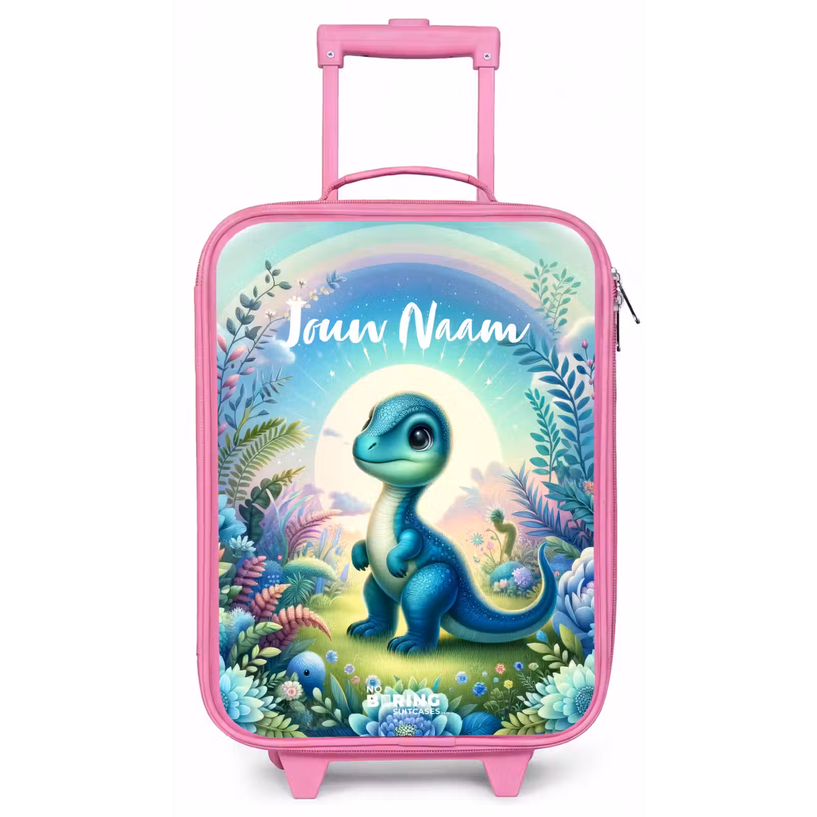 Kinderkoffer met naam - Roze - Django Dino — 1
