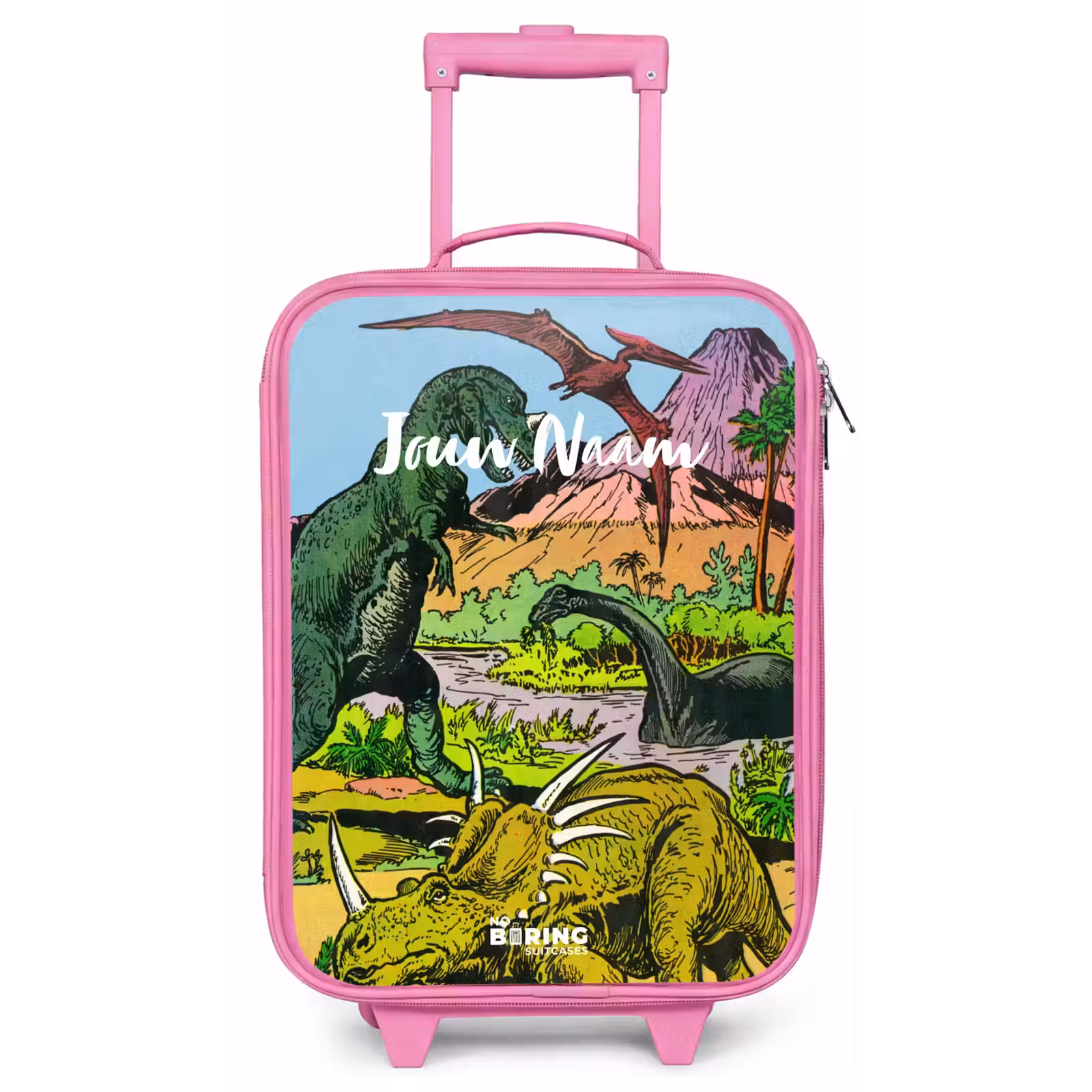 Kinderkoffer met naam - Roze - Feest in Dinosaurusland — 1