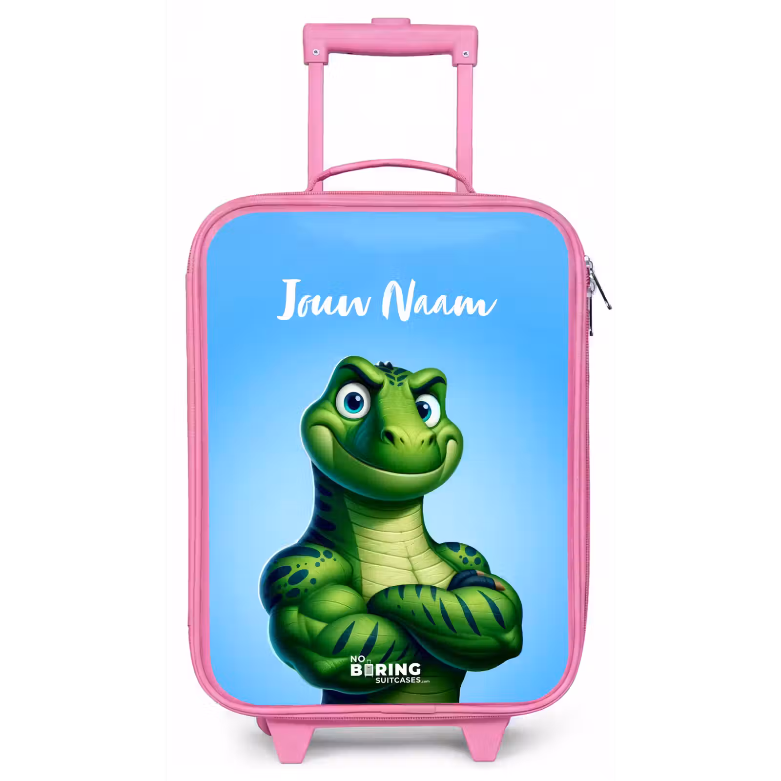 Kinderkoffer met naam - Roze - Spierbundelsaurus — 1