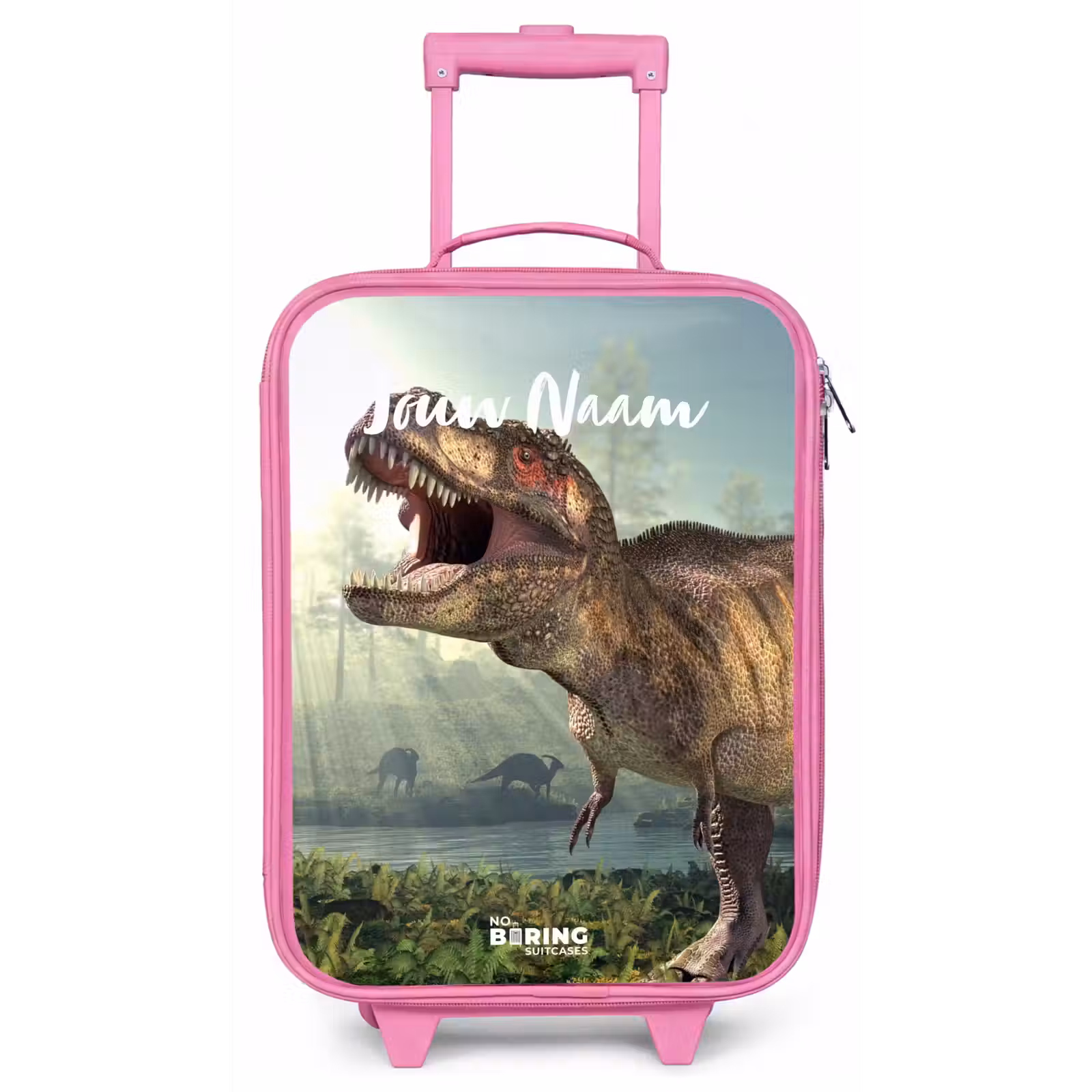 Kinderkoffer met naam - Roze - Thijs Tyrannosaurus — 1