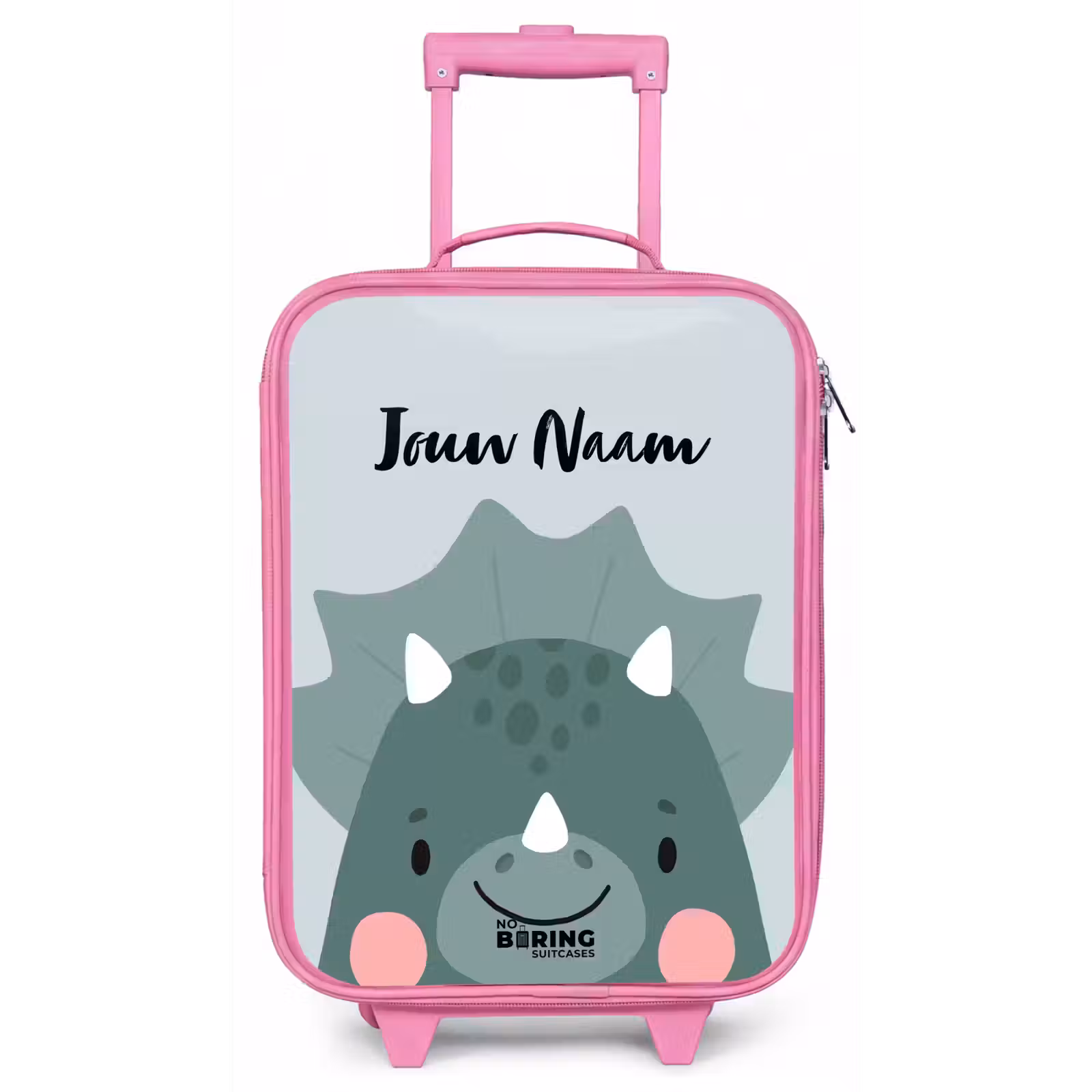 Kinderkoffer met naam - Roze - Tigo triceratops — 1