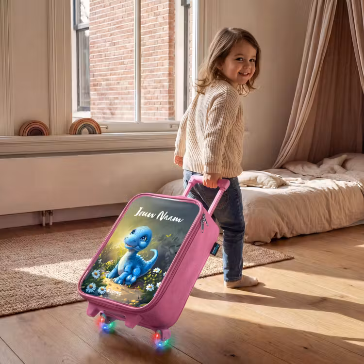 Kinderkoffer met naam - Roze - Branco Brontosaurus — 3