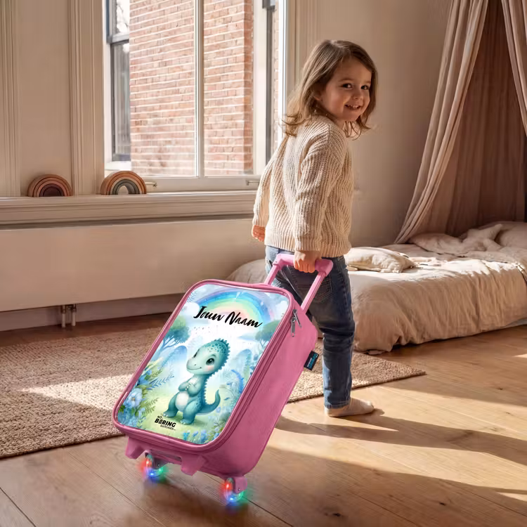 Kinderkoffer met naam - Roze - Daantje Dino — 3
